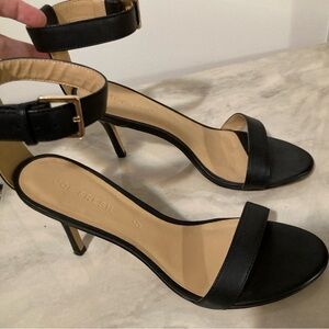 Joe Fresh Leather Black Strappy Ankle-Stilettos - size 9